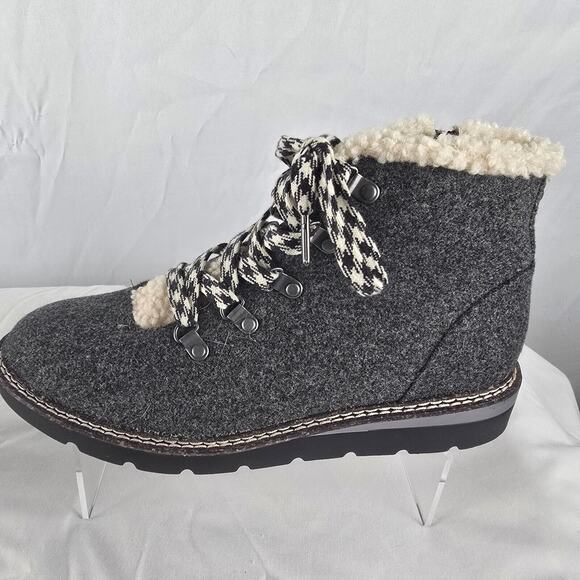 Madden NYC Boots Women's 11 Hiker Wedge ECO LUX Charcoal Grey Foam Insoles NWT - Picture 8 of 15